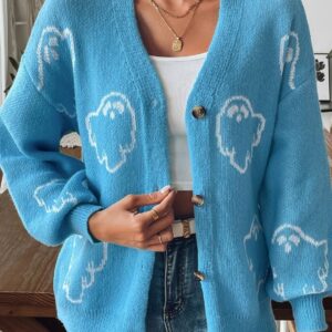 Jacquard Button Cardigan