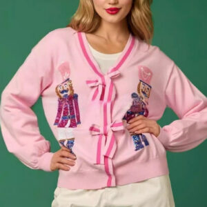 Nutcracker Sequin Bow Tie Cardigan