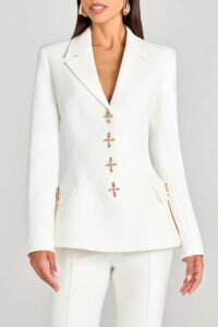 Metal Button Long Sleeve Blazer
