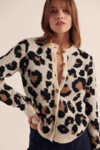 Retro Colorblock Leopard Cardigan